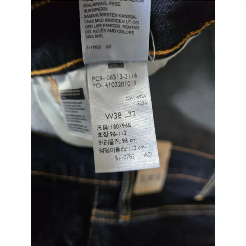 Levi's 513 Slim Straight Jeans Mens Blue Denim 38x32 NWT